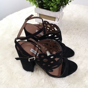 Tabitha Simmons floral cut out block heels